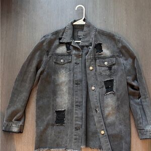 Distressed Gray Denim Jacket